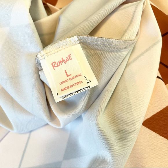 ROMWE, Argyle Print, Stretch Nylon, Pull-on Short Skirt, Brown & Pink, J… - Picture 6 of 7